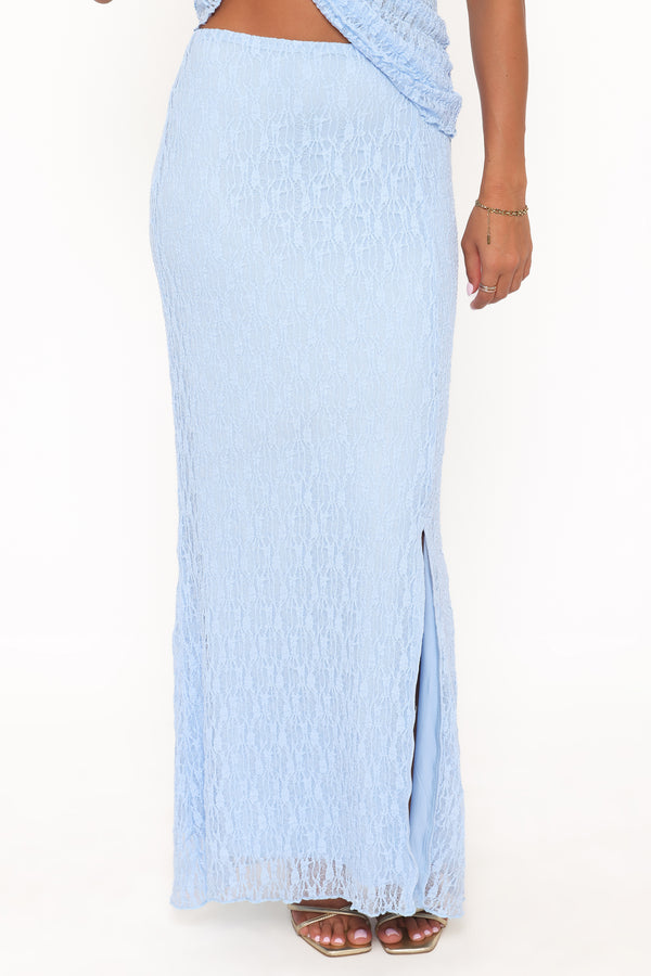 Petal and Pup USA BOTTOMS Faeriel Lace Knit Maxi Skirt - Blue