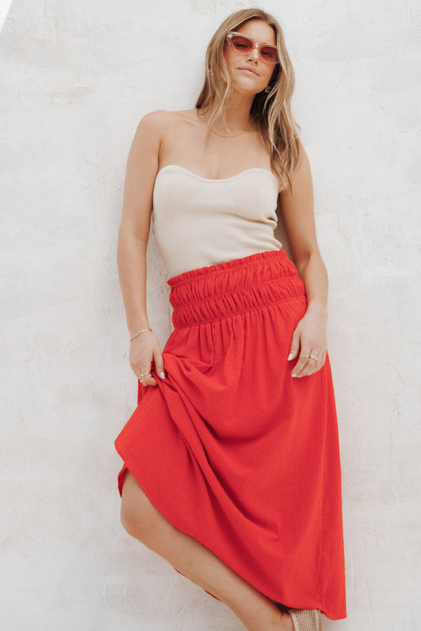 Petal and Pup USA BOTTOMS Mattea Maxi Skirt - Red