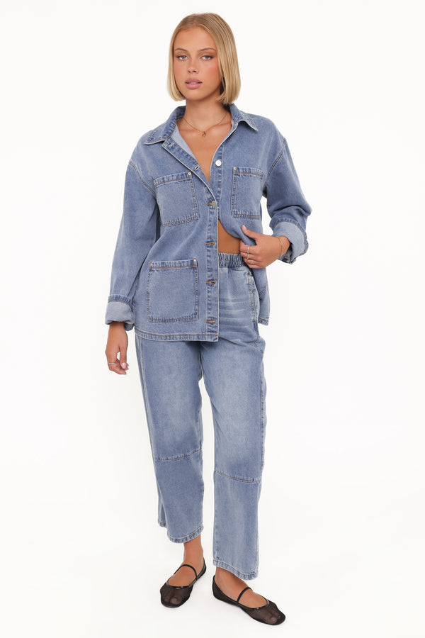 Petal and Pup USA BOTTOMS Sophie Cropped Barrel Jean - Medium Wash