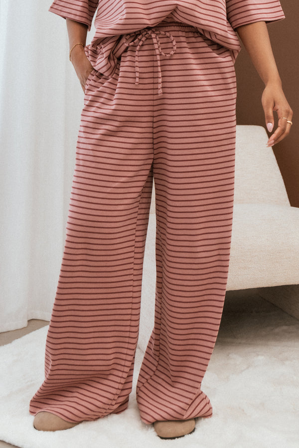 Petal and Pup USA BOTTOMS Wilda Knit Pant - Pink Red Stripe