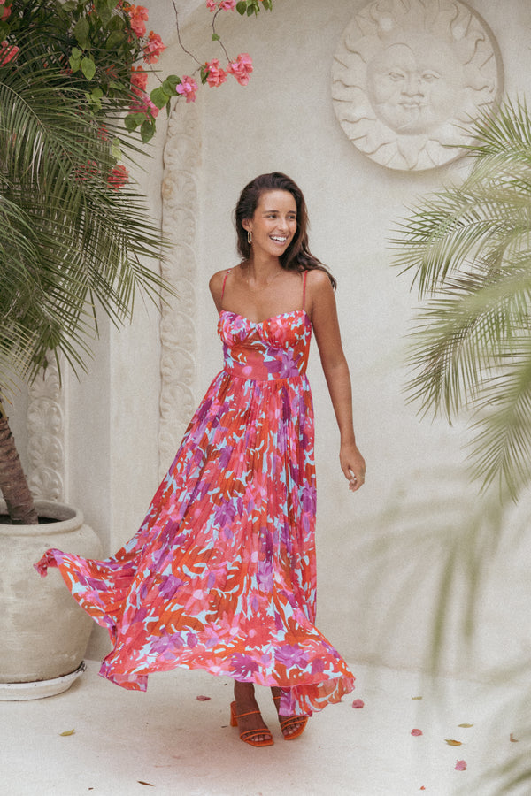 Petal and Pup USA DRESSES Achanti Pleated Maxi Dress - Pink Azalea