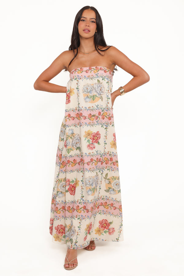 Petal and Pup USA DRESSES Amora Strapless Maxi Dress - Rose Tile