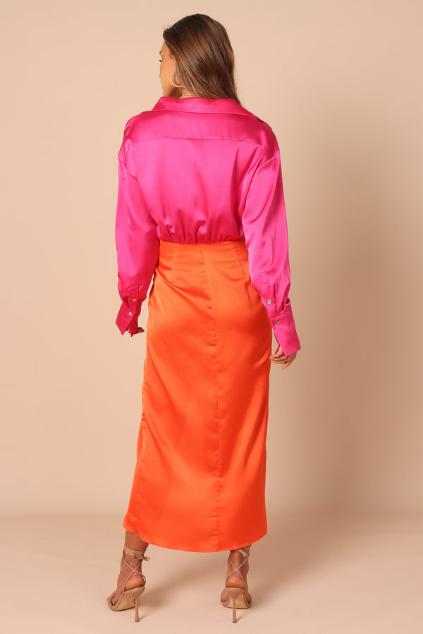 Petal and Pup USA DRESSES Austin Colourblock Wrap Dress - Pink/Orange