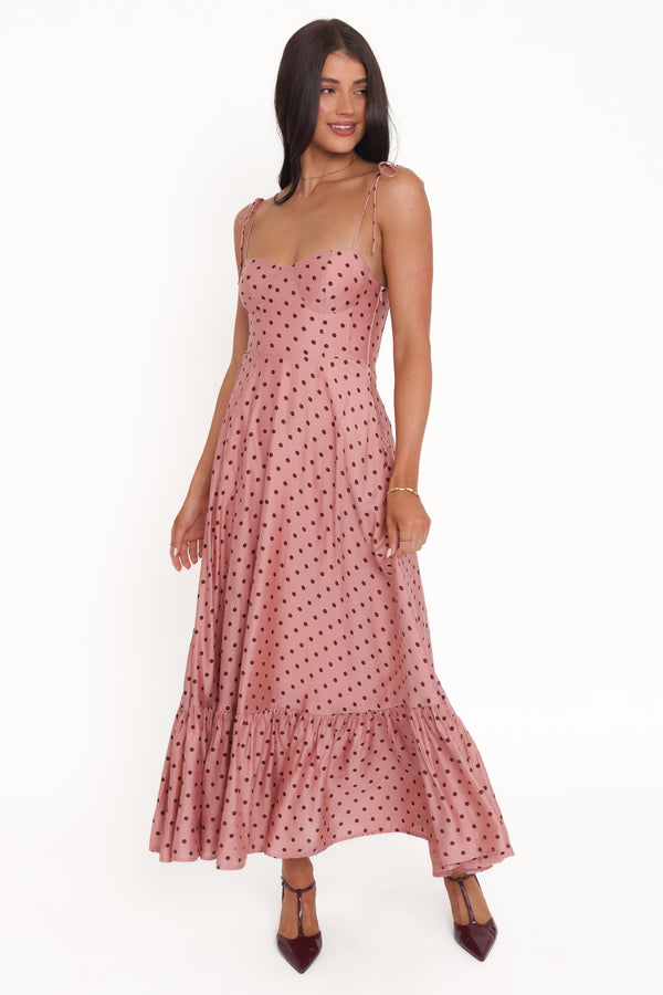 Petal and Pup USA DRESSES Ayana Midi Dress - Pink Polka Dot