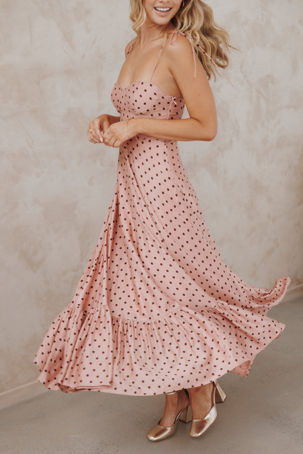 Petal and Pup USA DRESSES Ayana Midi Dress - Pink Polka Dot