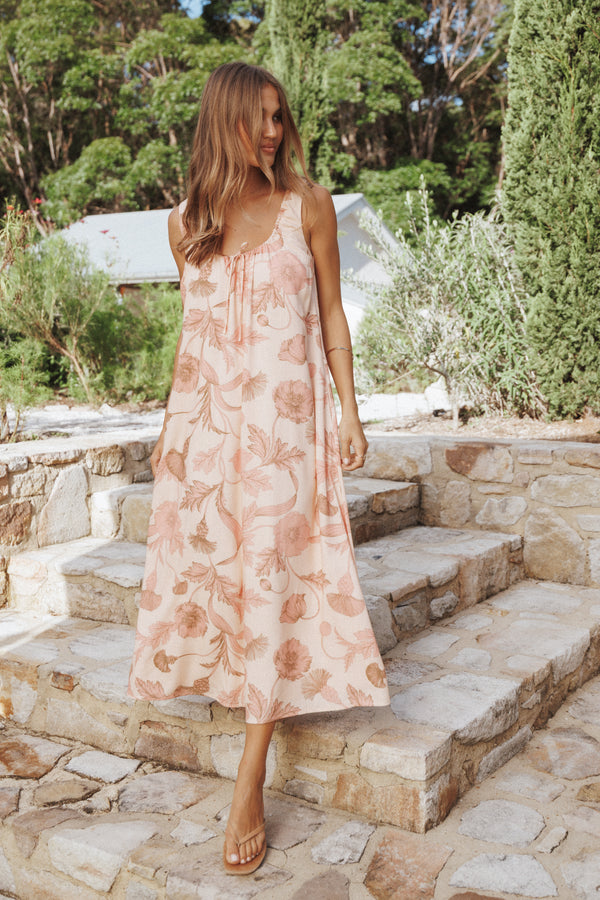 Petal and Pup USA DRESSES Bowman Maxi Dress - Pink Floral