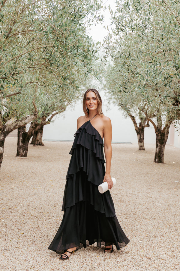 Petal and Pup USA DRESSES Chasity Halterneck Maxi Dress - Black
