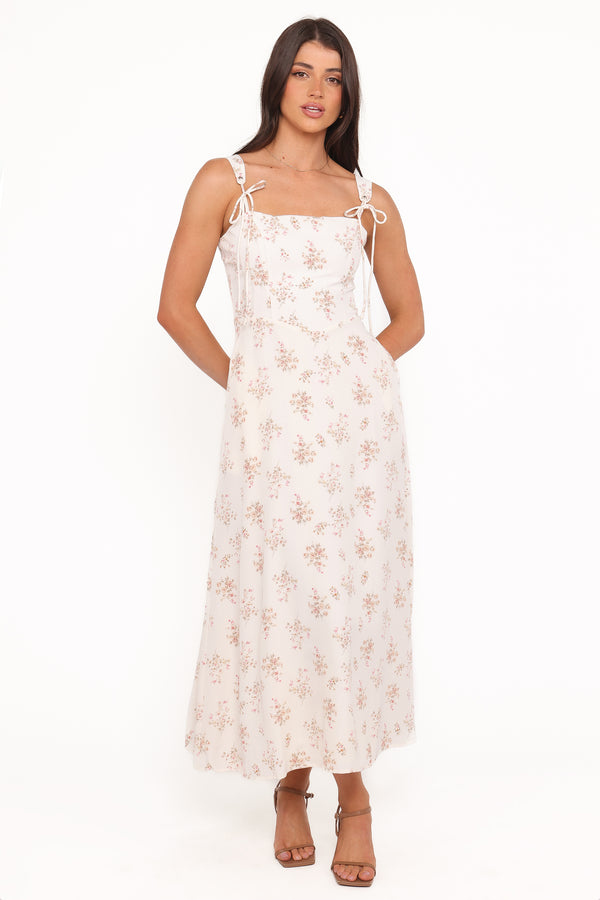 Petal and Pup USA DRESSES Clarissa Midi Dress - White Floral