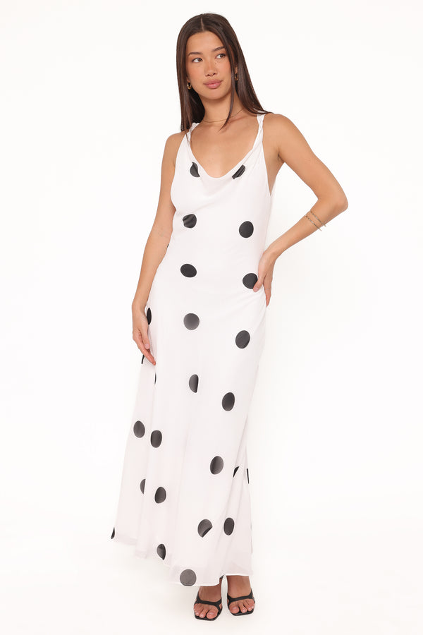 Petal and Pup USA DRESSES Collette Maxi Dress - White Polka Dot
