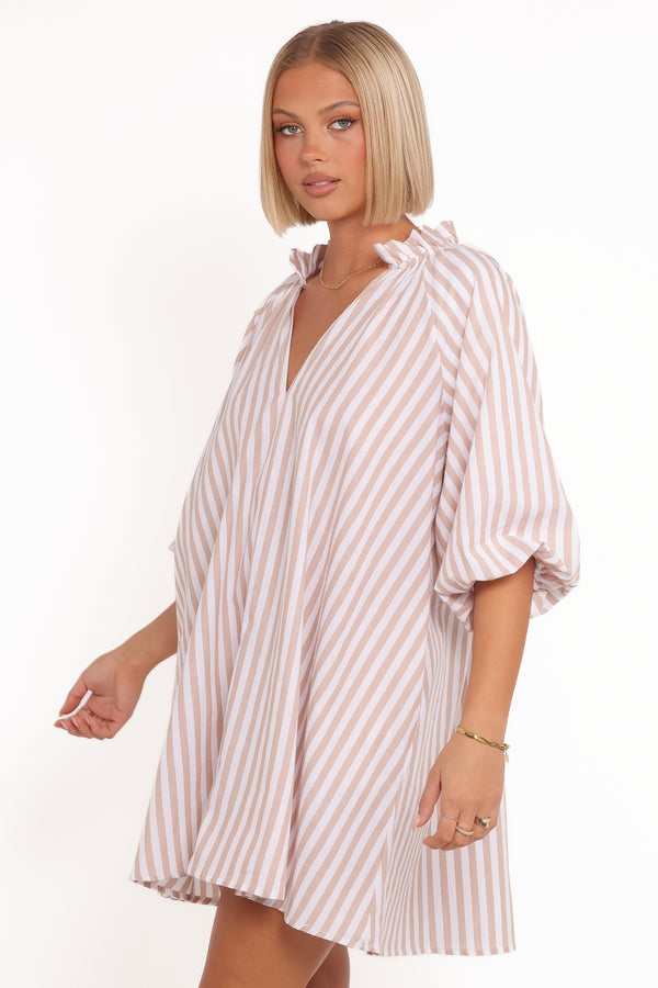 Petal and Pup USA DRESSES Doran Mini Dress - Beige White