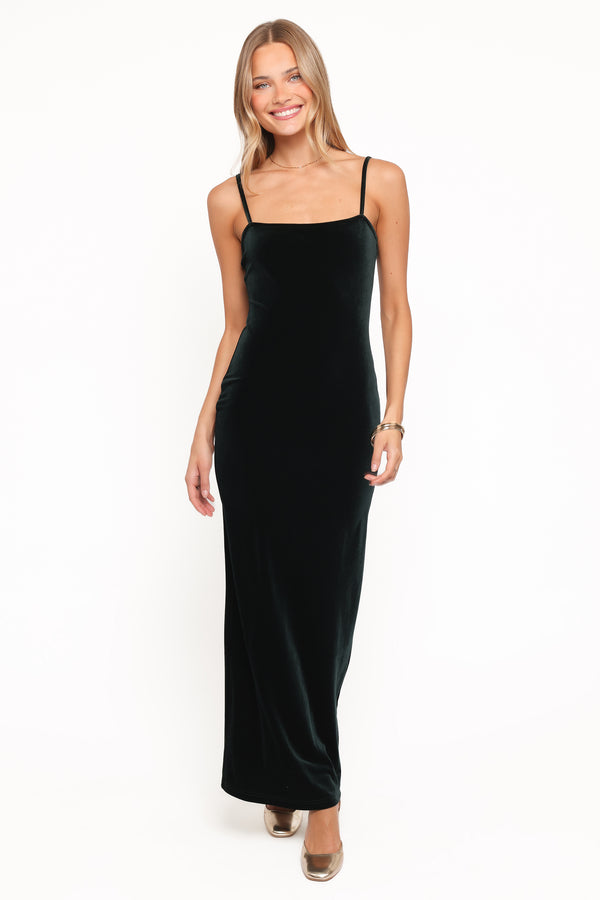 Petal and Pup USA DRESSES Everlee Maxi Dress - Emerald Velvet