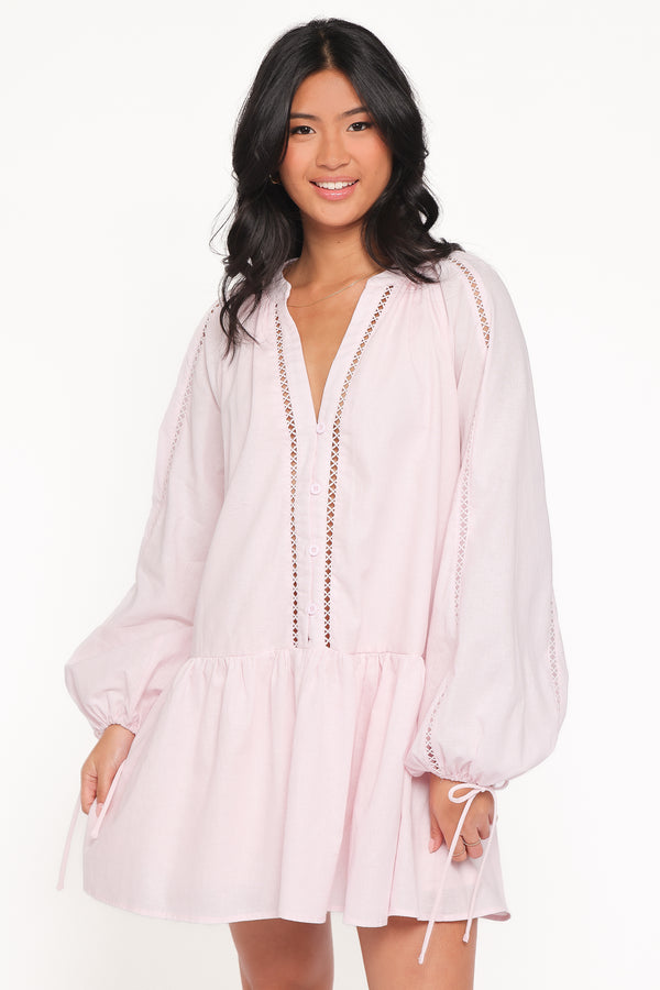 Petal and Pup USA DRESSES Hart Long Sleeve Mini Dress - Pink