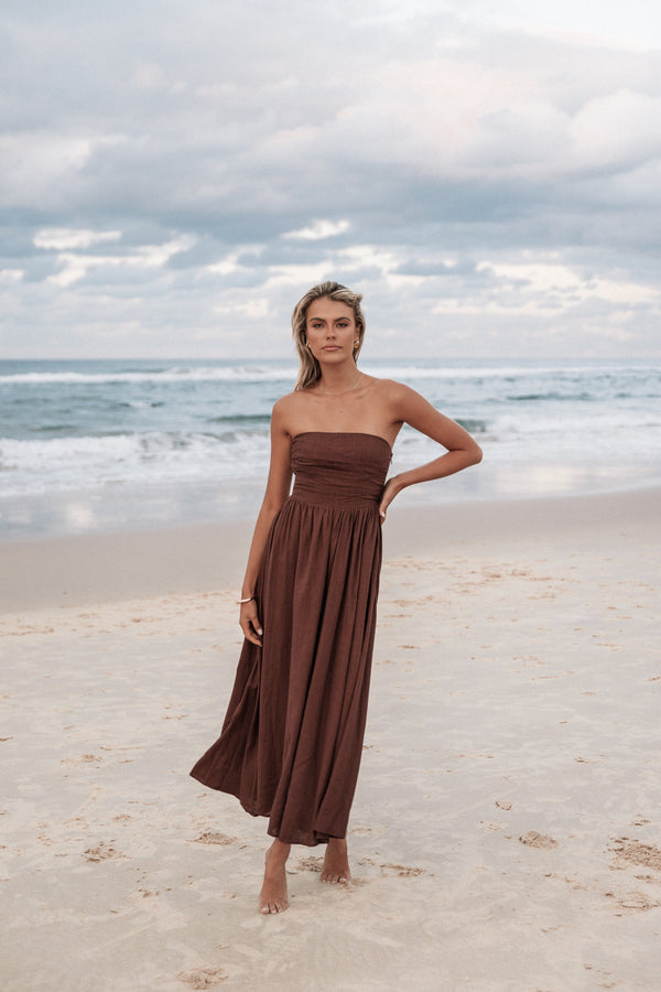 Petal and Pup USA DRESSES Kayt Strapless Dress - Chocolate Brown
