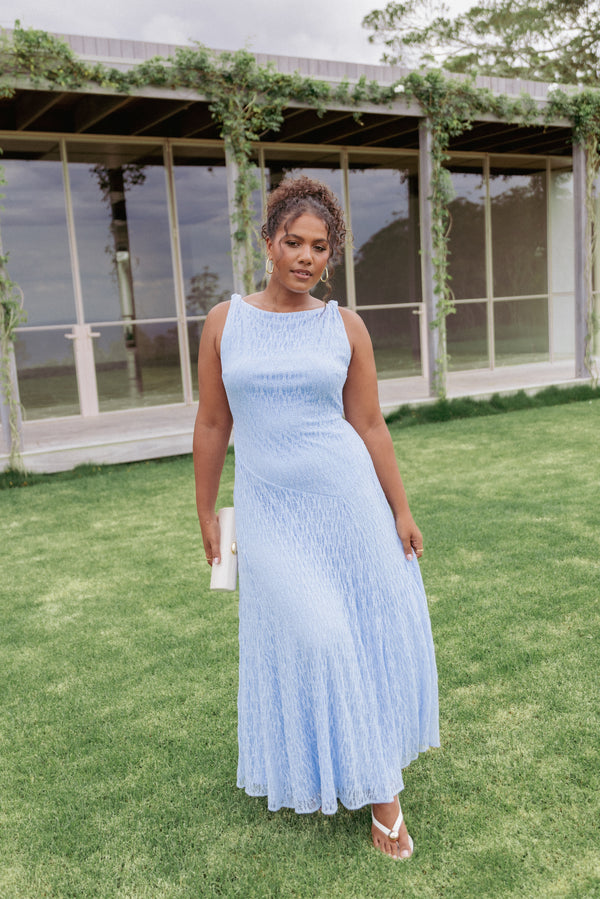 Petal and Pup USA DRESSES Kirsten Lace Maxi Dress - Cornflower Blue