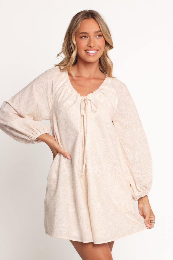 Petal and Pup USA DRESSES Walker Smock Mini Dress - Tan Swirl