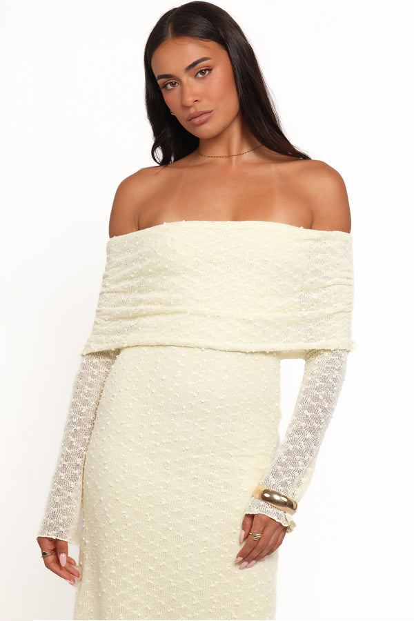 Petal and Pup USA DRESSES Wilma Off Shoulder Dress - Butter Yellow