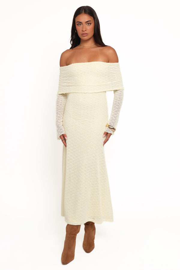 Petal and Pup USA DRESSES Wilma Off Shoulder Dress - Butter Yellow