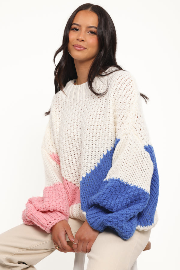 Petal and Pup USA KNITWEAR Koda Pattern Knit Sweater - White Multi