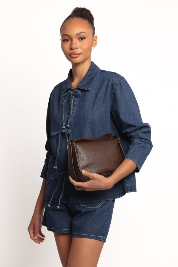 Petal and Pup USA OUTERWEAR Avon Bow Front Denim Shacket - Denim