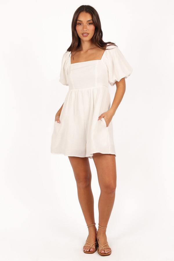 Petal and Pup USA PLAYSUITS Elise Romper - White