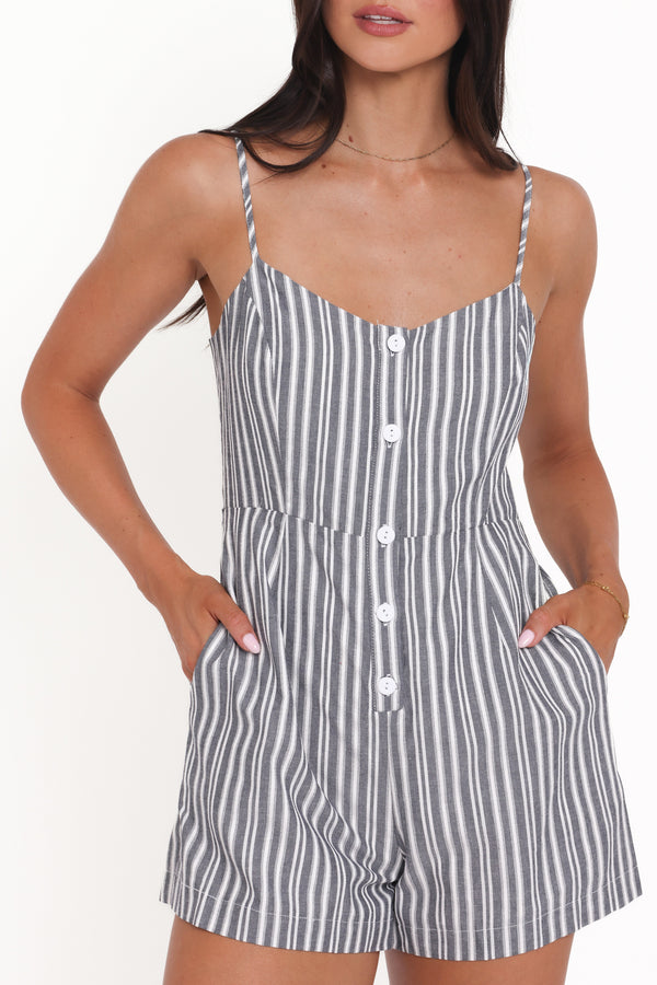 Petal and Pup USA PLAYSUITS Reesa Romper - Smoke Stripe