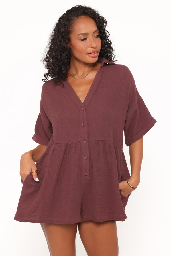Petal and Pup USA PLAYSUITS Winny Romper -  Chocolate