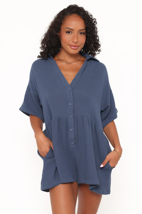 Petal and Pup USA PLAYSUITS Winny Romper - Denim Blue