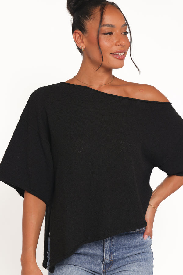 Petal and Pup USA TOPS Ardena Boucle Knit Top - Black